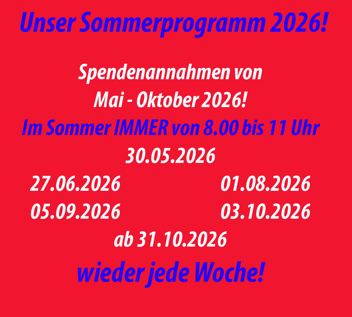 Spendenannahme Sommer 2026
